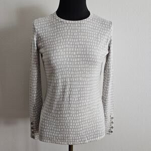 EUC J. Mclaughlin Women's White/Gray Cotton Blend Crew Sweater XS